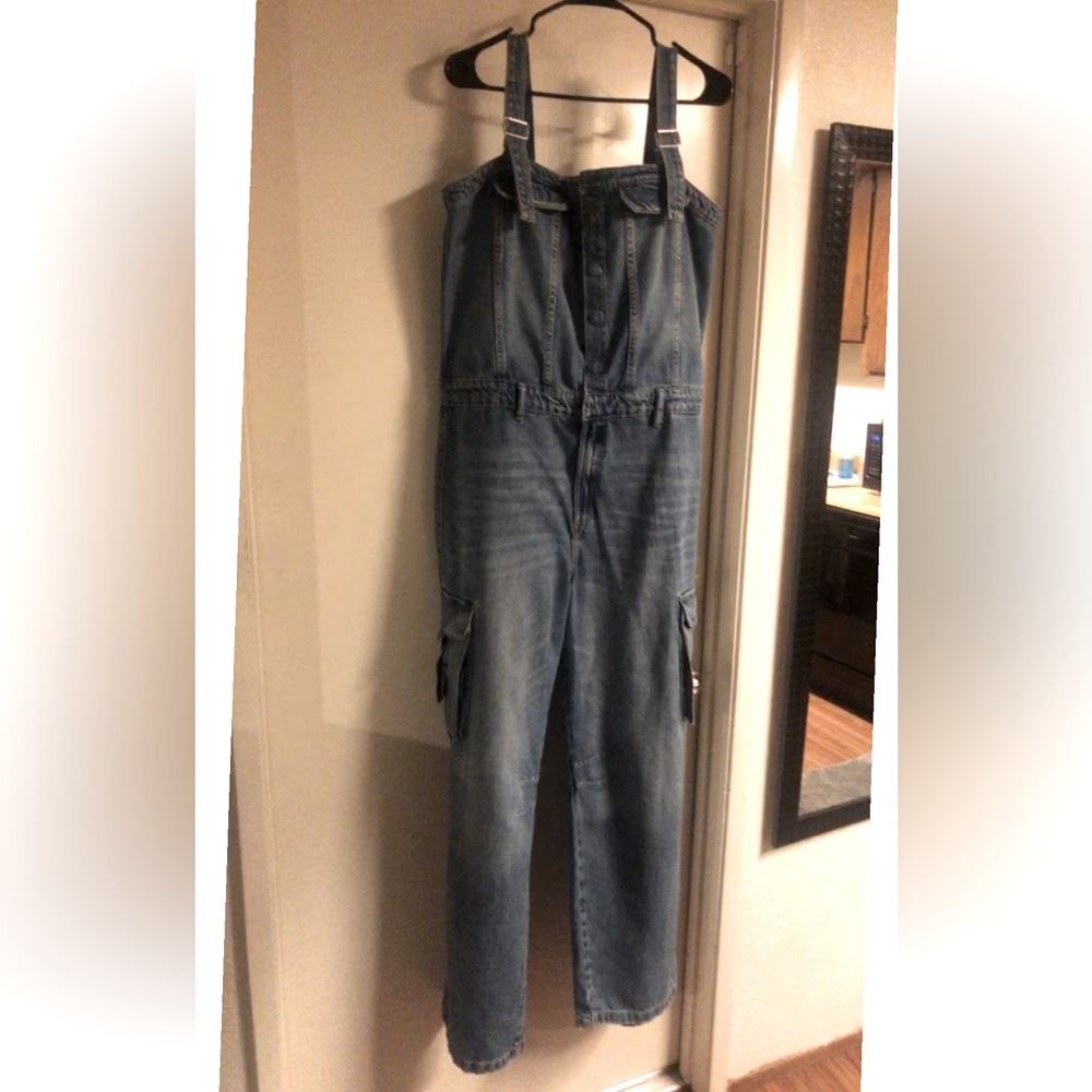 Zara TRF Denim Cargo Overalls - Picture 3 of 11